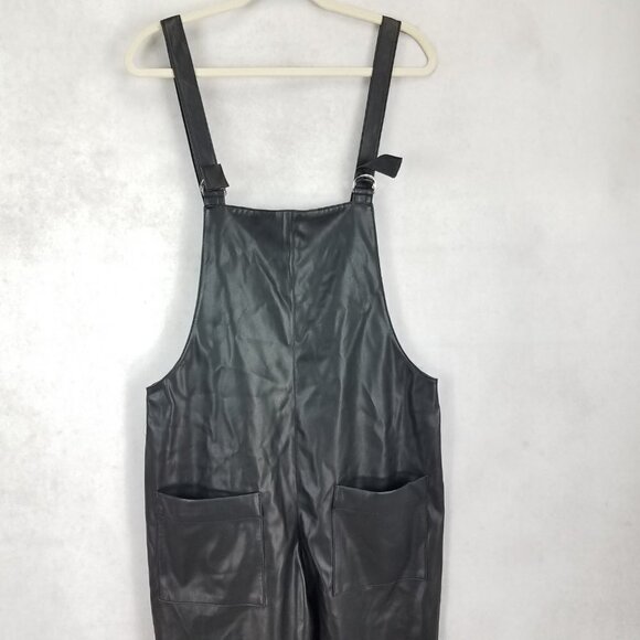 NEW ZARA S Jackie Faux Leather Jumpsuit Bloggers Favorite Crop Black Reversible - Picture 10 of 15